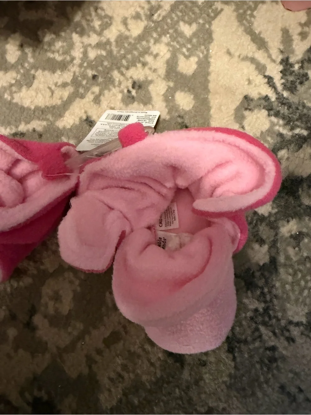 PatPat Pink Two-Tone Fleece Baby Booties
